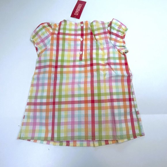 NWT Gymboree Girl Roll-Up Hem Capri Pant & Rainbow Plaid Woven Top Size 5T - Picture 3 of 7